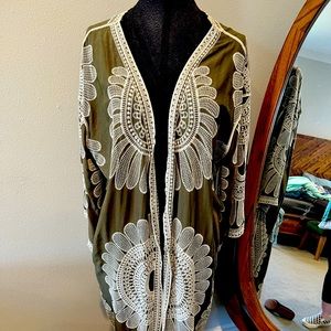 Super cute, boho kimono. Cool moss green.
